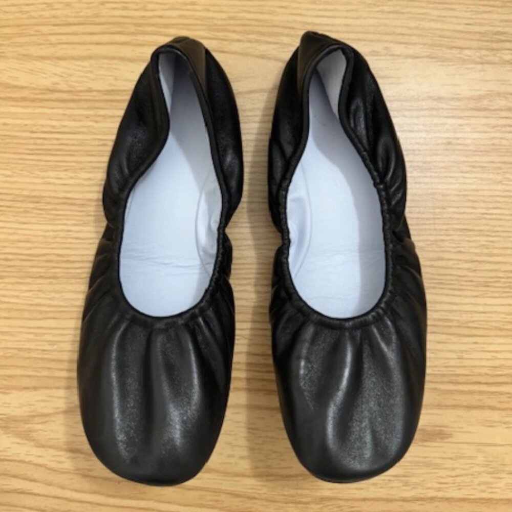 *gently worn* Reformation black leather flats, 6.5